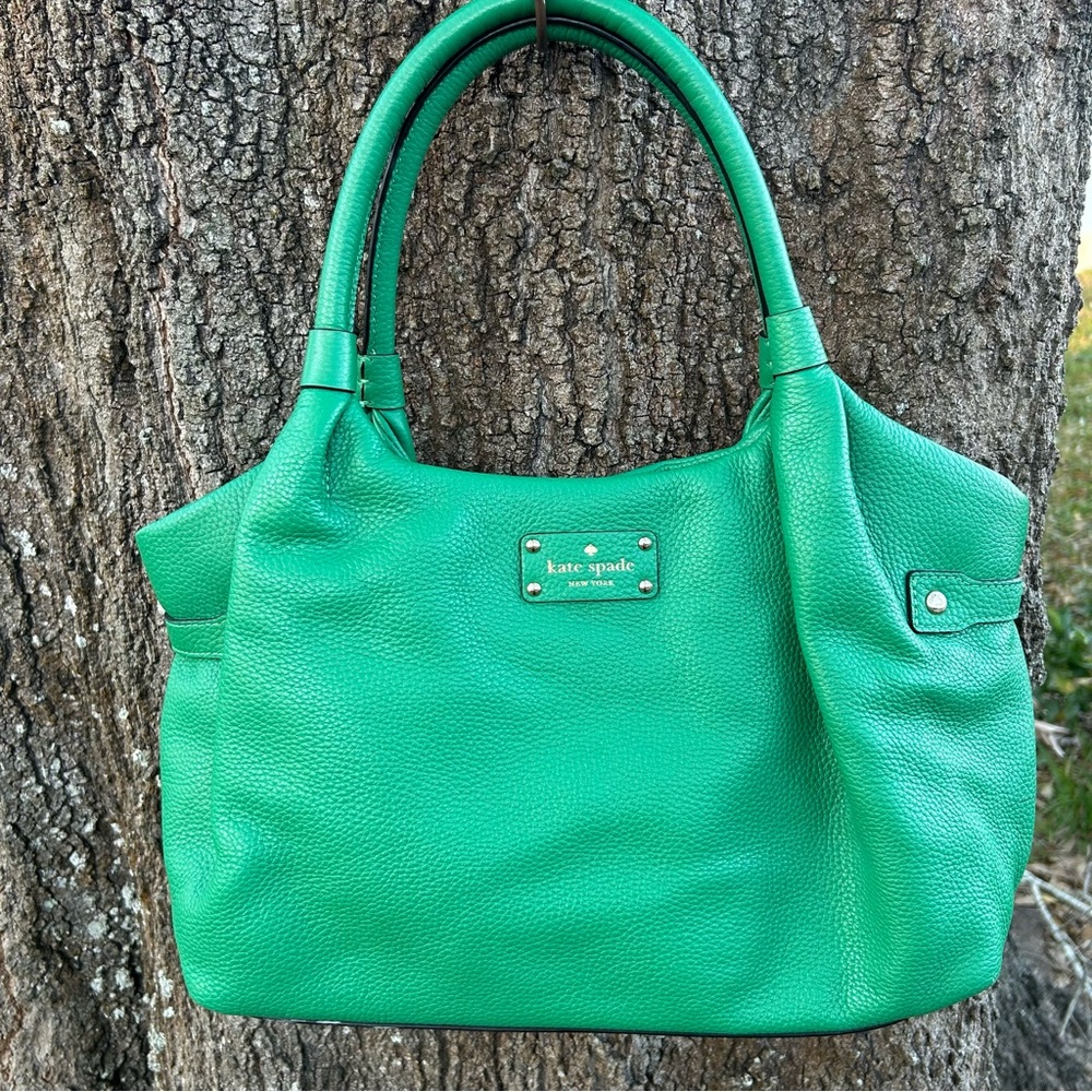 Kate Spade  Stevie Kelly Green Leather Shoulder Bag Handbag